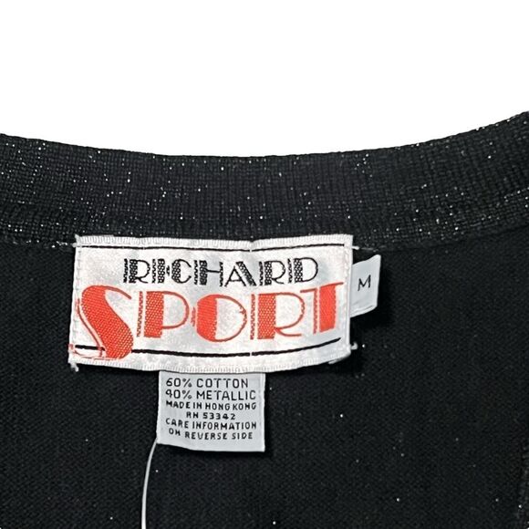 NWT Vintage Richard Sport Black & Gold Playing Card Sweater Vest Cardigan Sz M - Picture 2 of 7